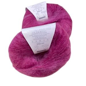 Lot of 2 Ella Rae ALPACA KID MOHAIR DEGRADE Lace weight yarn #04 RASPBERRY TART